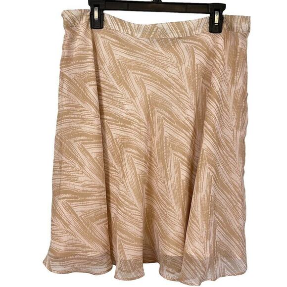BCBG Paris Womens Tan Side Zip Flare Flutter Fairy Chiffon Knee Length Skirt 10 - Picture 14 of 16